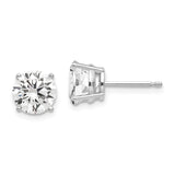 14k White Gold 7mm Cubic Zirconia Post Earrings