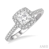 3/8 Ctw Diamond Ladies Engagement Ring with 1/4 Ct Princess Cut Center Stone in 14K White Gold
