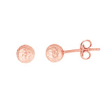 14K Rose Gold Diamond Cut/ Textured Earring with Push Back Clasp