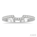 1/6 Ctw U-Shape Center Round Cut Diamond Wedding Band in 14K White Gold