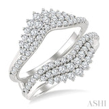 1 Ctw Triple Row Round Cut Diamond Insert Ring in 14K White Gold