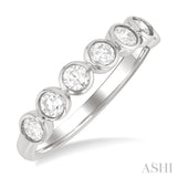 3/4 Ctw Bezel Set Round Cut Diamond Band in 14K White Gold