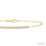 1/2 Ctw Round Cut Diamond Paperclip Chain Bracelet in 14K Yellow Gold