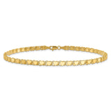 14k Polished Double-Sided Hearts Double Link 10 inch Anklet