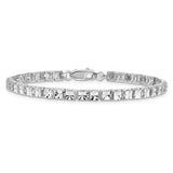 14K White Gold Polished 4mm Diamond-Cut Squares 7.25 inch Bracelet