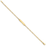 14k Polished Solid Chain/Solid Plate Figaro Link 19x4mm Plate 6 inch Baby/Child ID Bracelet