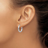 14K White Gold 3x20mm Polished Lightweight Tube Hoop Earrings