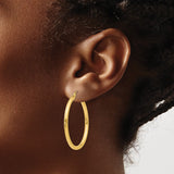 14k 2.5x35mm Polished Lightweight Tube Hoop Earrings