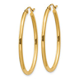 14k 2x35mm Oval Polished Tube Hoop Earrings