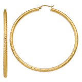 14k Diamond-cut 3mm Round Hoop Earrings