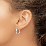 14k White Gold 2.75x18mm Polished Tube Hoop Earrings