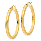14k 3mm Polished Square Hoop Earrings