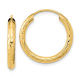 14k 3.00mm Polished & D/C Endless Hoop Earrings