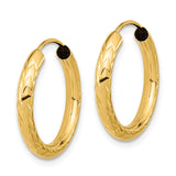 14k 3.00mm Polished & D/C Endless Hoop Earrings