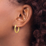 14k 3.00mm Polished & D/C Endless Hoop Earrings