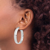 14k White Gold 7x40mm High Polished Tube Hoop Earrings