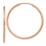 14k Rose Gold 1.50mm Polished Endless Tube Hoop Earrings