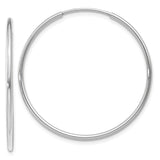 14k White Gold 1.20mm Polished Endless Tube Hoop Earrings