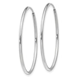 14k White Gold 1.20mm Polished Endless Tube Hoop Earrings