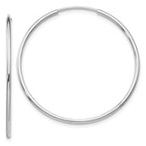 14k White Gold 1.20mm Polished Endless Tube Hoop Earrings