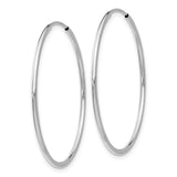 14k White Gold 1.20mm Polished Endless Tube Hoop Earrings