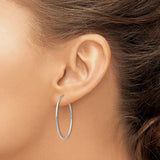 14k White Gold 1.20mm Polished Endless Tube Hoop Earrings