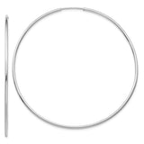 14k White Gold 1.20mm Polished Endless Tube Hoop Earrings
