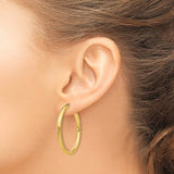14k 3.00x35mm Polished Endless Tube Hoop Earrings
