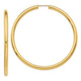 14k 3.00mm Polished Endless Tube Hoop Earrings