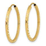 14k 1.35x25mm Diamond-cut Square-Tube Endless Hoop Earrings