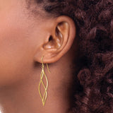 14k Polished Long Twisted Swirl Drop French Hook Earrings