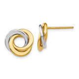 14k Two-tone 11mm Polished Intertwined Circles Love Knot Post Earrings