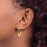 14K 1x26mm Polished Tapered Oval Hoop Earrings