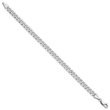 14K White Gold 8 inch 5.75mm Flat Beveled Curb with Lobster Clasp Bracelet
