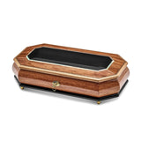 Luxury Giftware by Jere Bubinga Veneer with Black and Mother of Pearl Inlay Octagonal Locking Wooden (Plays Greensleeves) Music Box with Velveteen Lining