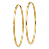 14k 1.2x34mm Polished Endless Tube Hoop Earrings