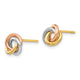 14k Tri-color 8mm Twisted Love Knot Post Earrings