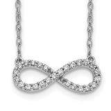 14K White Gold Polished 1/6 carat Diamond Infinity Symbol 18 inch Necklace