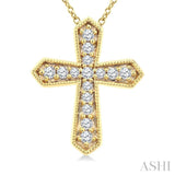 .15CTRD DM PETITE CROSS PD YG 10K-G+CH*