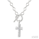 1/20 Ctw Cross Toggle Single Cut Diamond Fashion Necklace in Sterling Silver