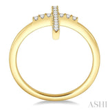 1/6 Ctw Cross Petite Round Cut Diamond Ring in 10K Yellow Gold