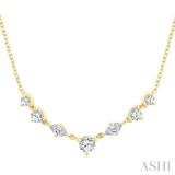 1/2 Ctw Marquise & Round Cut Diamond Necklace in 14K Yellow Gold