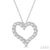 3/4 Ctw Heart Shape Round Cut Diamond Pendant With Chain in 14K White Gold