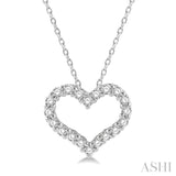 1/4 Ctw Heart Shape Round Cut Diamond Pendant With Chain in 14K White Gold