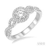 1/2 Ctw Diamond Engagement Ring with 1/5 Ct Round Cut Center Stone in 14K White Gold