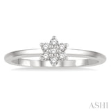 1/8 Ctw Floral Motif Round Cut Diamond Petite Fashion Ring in 10K White Gold