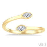 1/5 Ctw Split Single Coil Bezel Set Marquise Cut Diamond Open Fashion Ring in 14K Yellow Gold