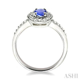 6x4mm Oval Cut Tanzanite and 1/4 Ctw Round Cut Diamond Ring in 14K White Gold