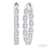 2 Ctw Inside-Out Oval Cut Diamond Hoop Earrings in 14K White Gold