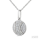 1/5 Ctw Petite Baseball Round Cut Diamond Fashion Pendant With Chain in 10K White Gold
